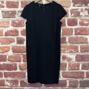 Talbots Dress Women's 8 Plain Black Career Work Office Knee Length Pocketed
